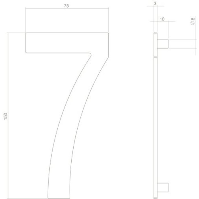 Intersteel Zwart huisnummer 7 - 150mm