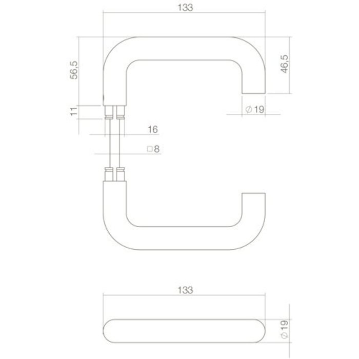 Intersteel Black door handle Bern for black shield