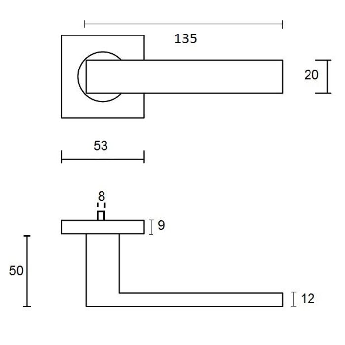 In-Door Marbella stainless steel door handles on square rosettes