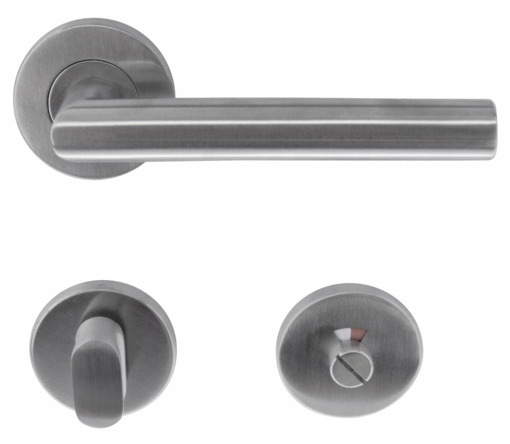 Stainless steel door handles with WC lock