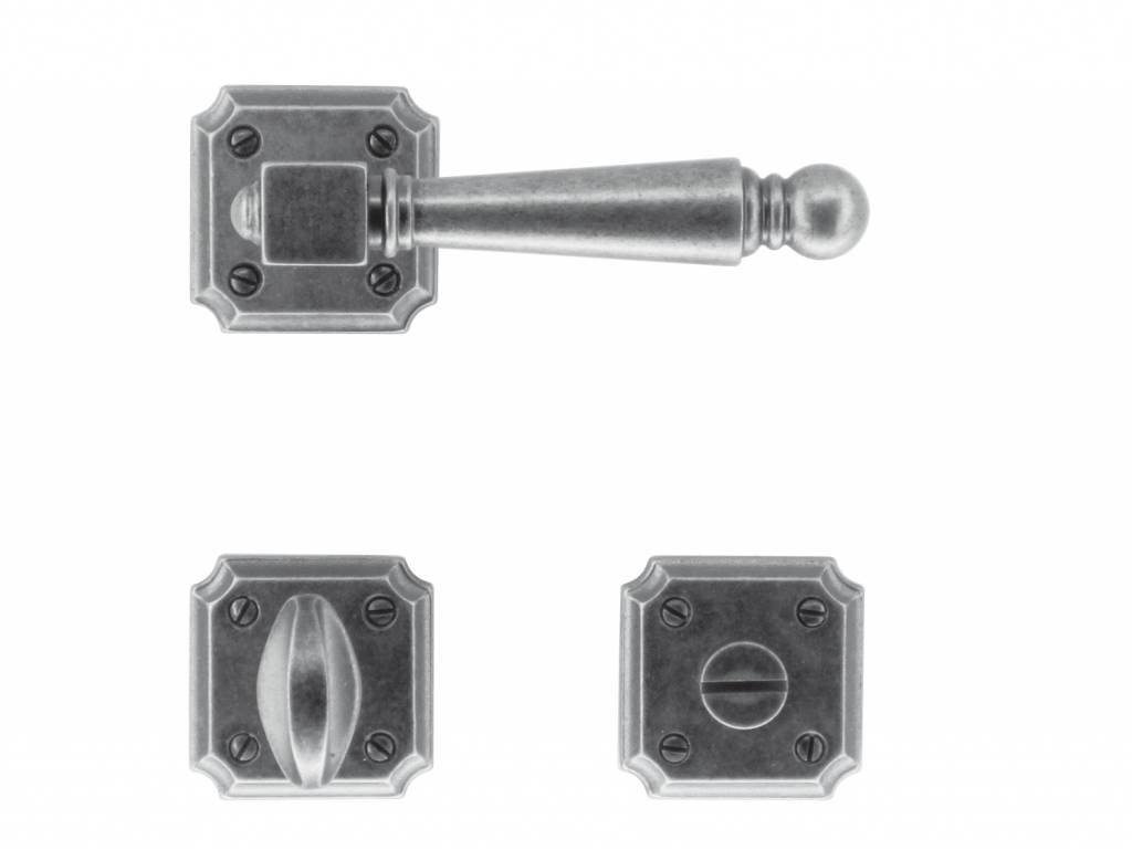 Poignées de porte Old Silver pour serrure WC