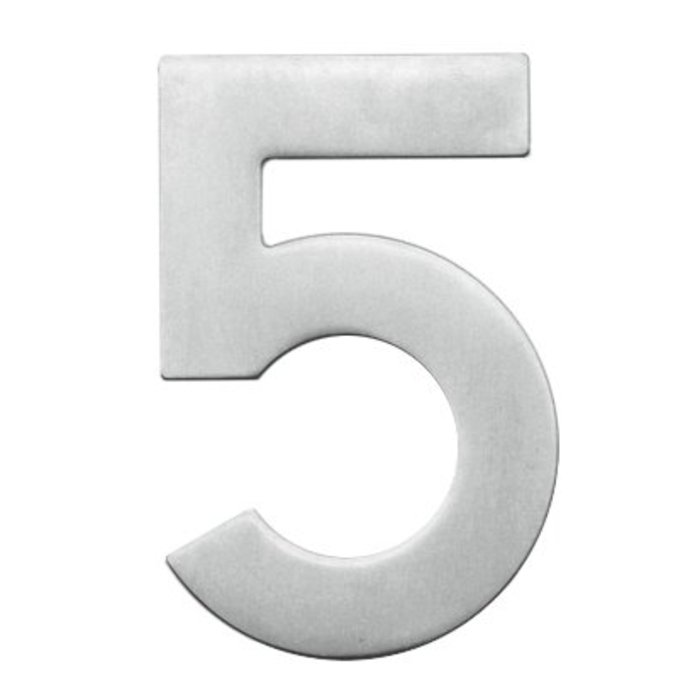 HDD Stainless steel house number 5 with a height of 130mm