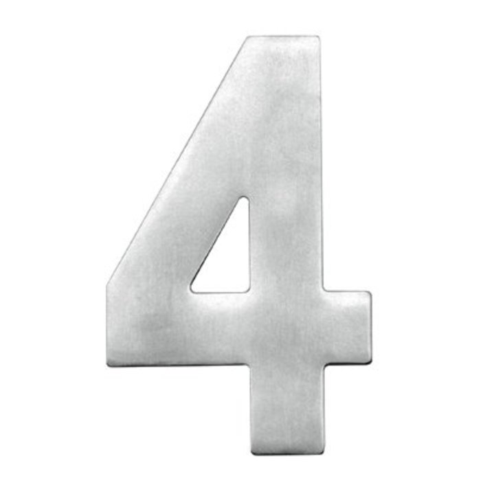 HDD Stainless steel house number 4 with a height of 130mm