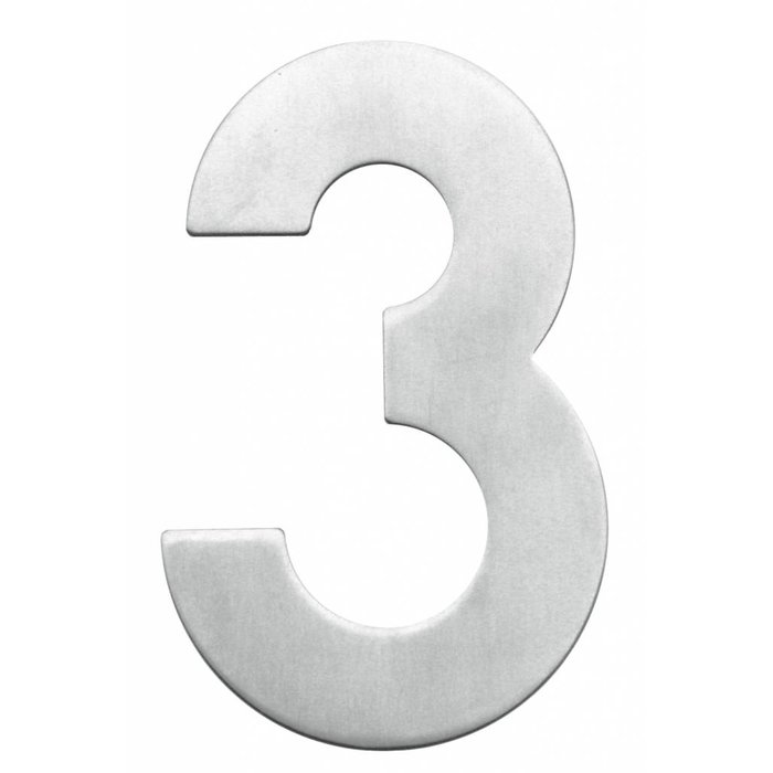 HDD Stainless steel house number 3 with a height of 130mm