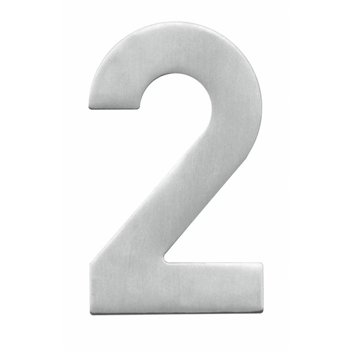 HDD Stainless steel house number 2 with a height of 130mm