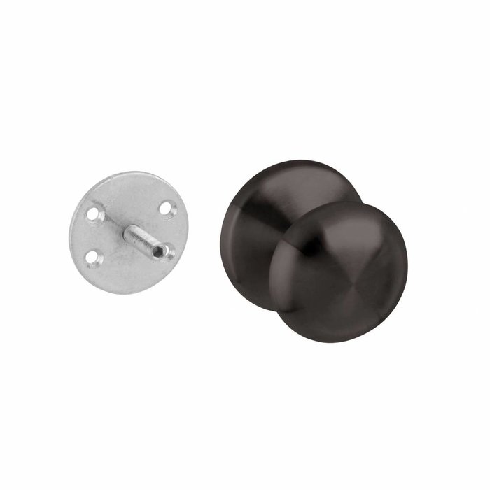 Intersteel Bouton de porte avant fixe champignon 58/66mm montage unilatéral inox/noir mat