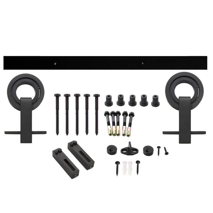 Intersteel Système de porte coulissante 2 mètres Top moderne, roulettes suspendues avec roue ouverte 155mm, acier noir mat