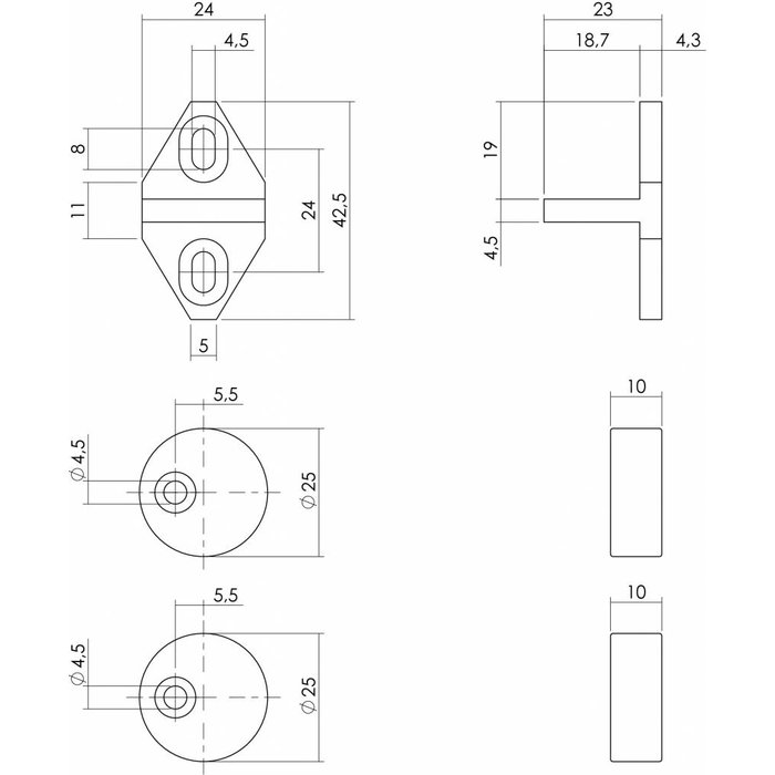 Intersteel Set Führungs- und Distanzstücke schwarz