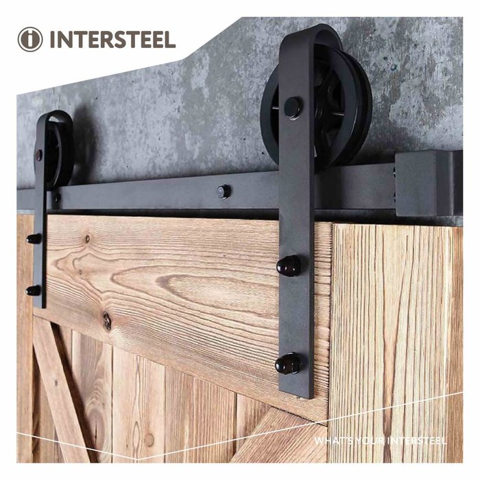 Intersteel 2er Set Rollen Speichenrad 340mm für Schiebetürsystem 450121 Stahl mattschwarz