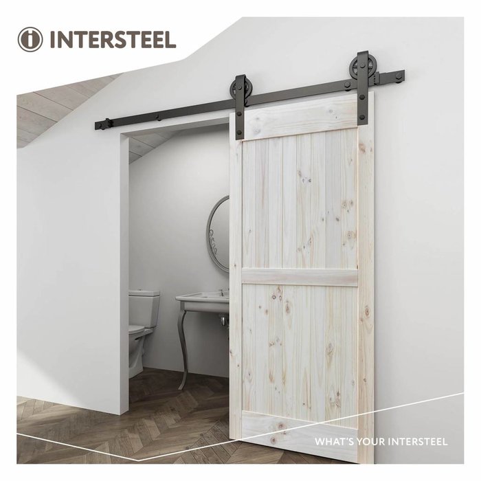 Intersteel Jeu de 2 galets roue à rayons 340mm pour système de porte coulissante 450121 acier noir mat
