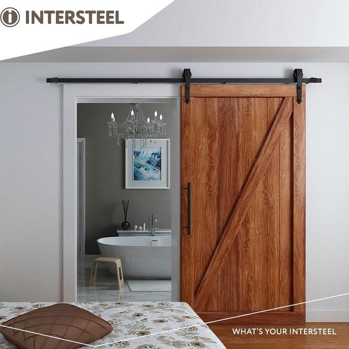 Intersteel Système de porte coulissante classique en version noir mat - Installation sur porte d'entrée