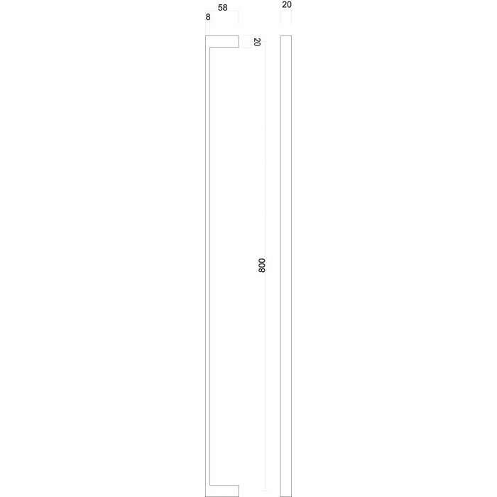 HDD Poignée de porte en inox "Cosmic" 20/800 U - montage continu