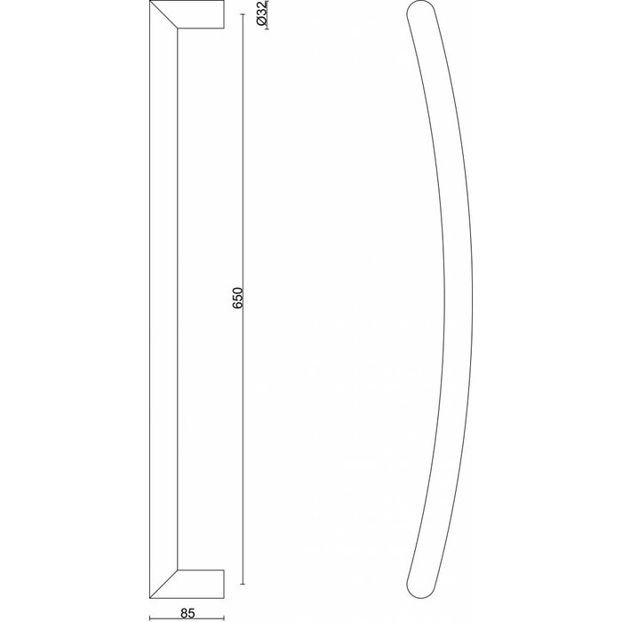 HDD Stainless steel door handles "UGG" 32/650 pairs for glass doors