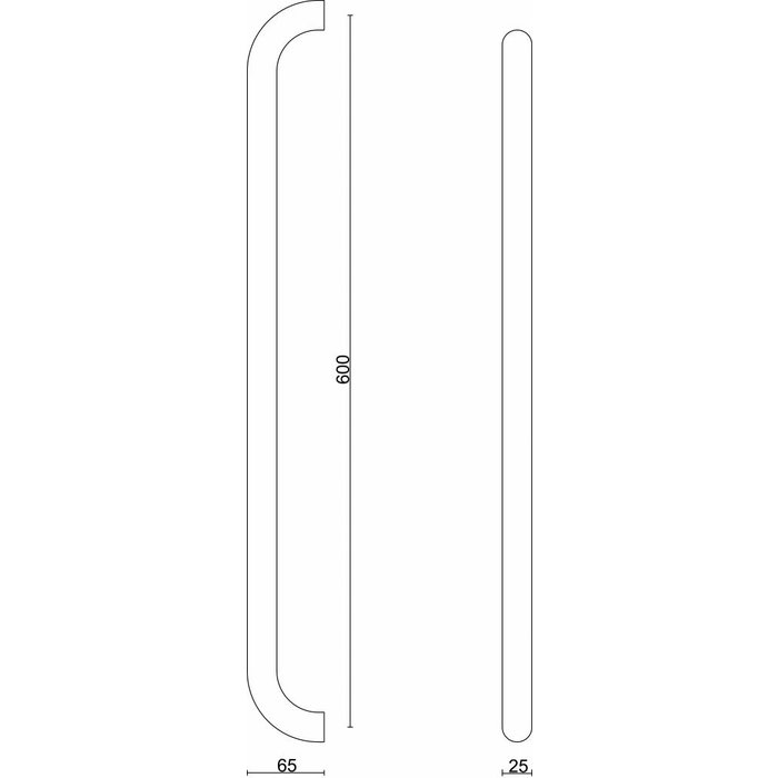 HDD RVS deurgreep U25/600 - paar voor deurdikte > 3 cm