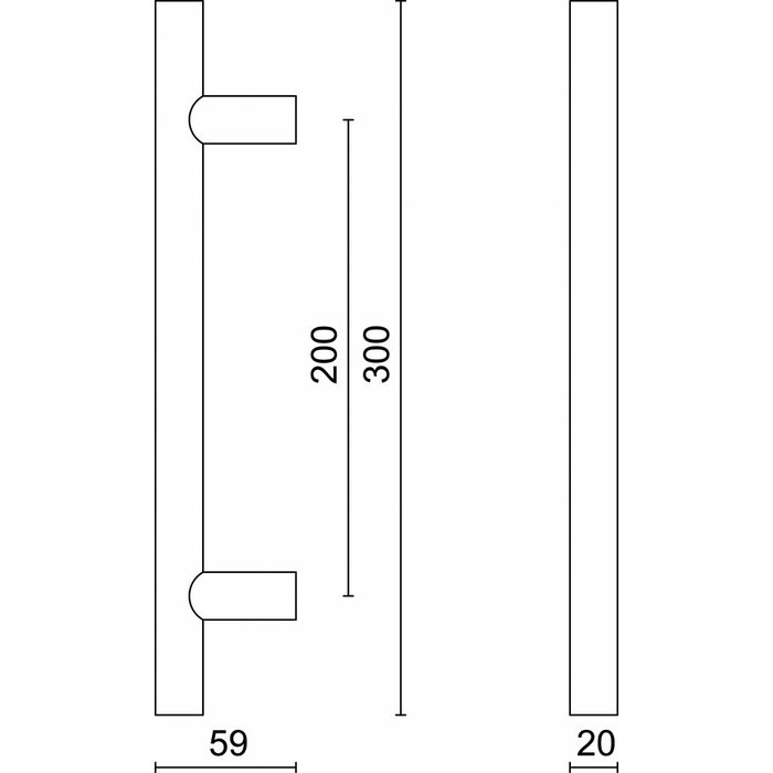 HDD Poignées de porte en acier inoxydable T 20/200/300 (paire) pour portes d'épaisseur > 30 mm