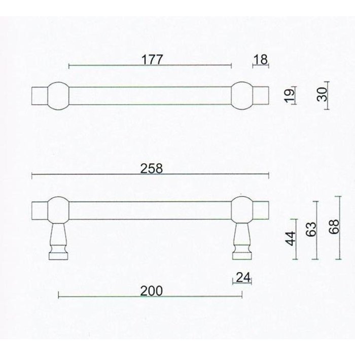 HDD Stainless steel door handles "Petra" 19/200/258 pair for door thickness > 30 mm