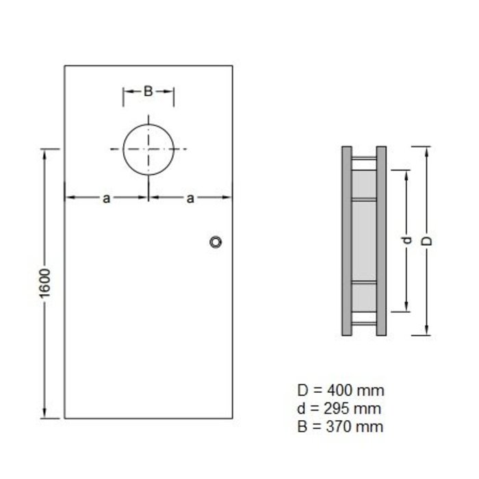 RVS patrijspoort B2000 400 mm + dubbel veiligheidsglas & éénzijdige bevestiging