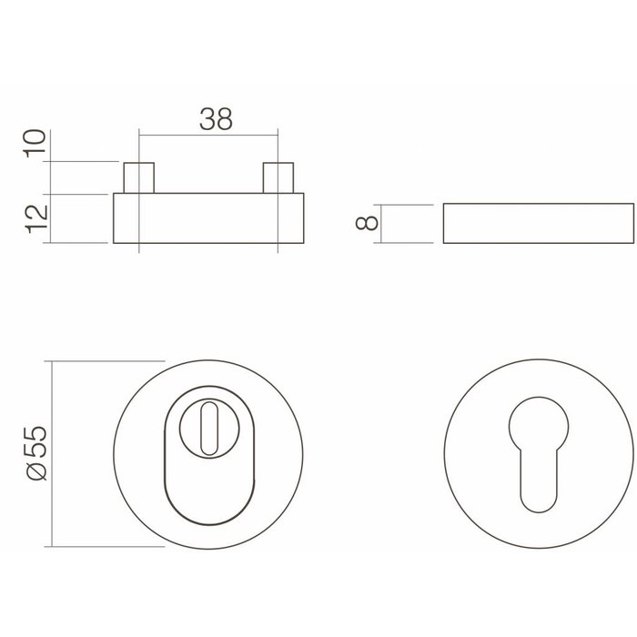 Intersteel SKG3 Rosace de sécurité ronde en acier inoxydable dissimulée avec protection contre les tractions de noyau