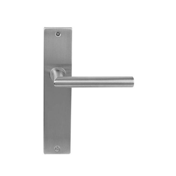 In-Door Poignées de porte en acier inoxydable Jersey sur plaque rectangulaire