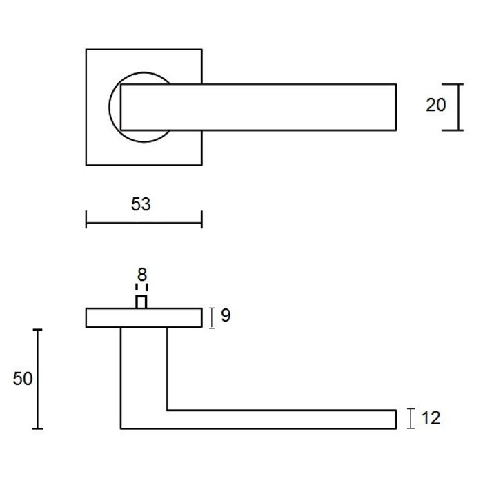 In-Door Marbella stainless steel door handle on rectangular plate