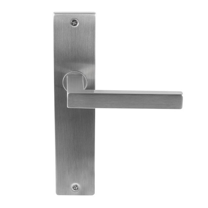 In-Door Poignée de porte Marbella en acier inoxydable sur plaque rectangulaire