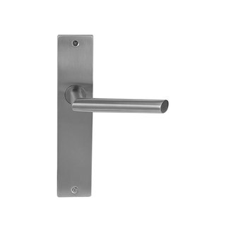 In-Door Stainless steel Havana door handles on rectangular blind backplate