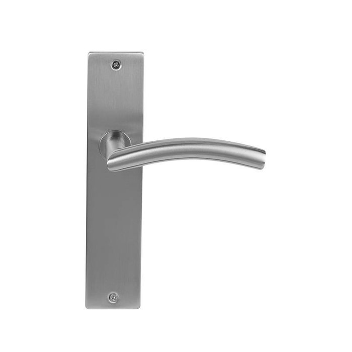 In-Door Stainless steel door handle Brasilia on rectangular shield