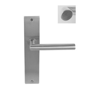 In-Door Poignée de porte en acier inoxydable Dakar sur bouclier rectangulaire