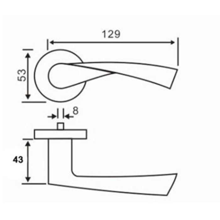 In-Door Massieve RVS  deurkruk Paris op rechthoekig  blind  schild
