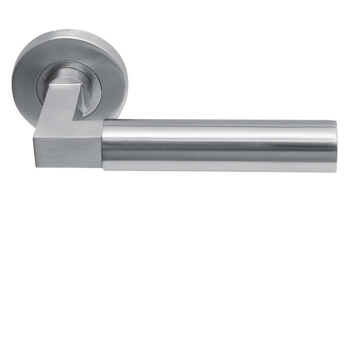 In-Door Solid door handles Sofia stainless steel on round rosette