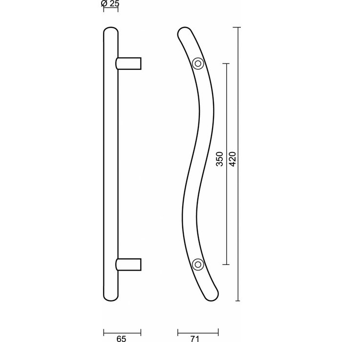 HDD RVS deurgrepen S 25/350/420 - paar voor deurdikte > 3cm
