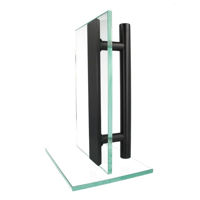 Black door handle T+ flat 25/400/600 pair for wooden door