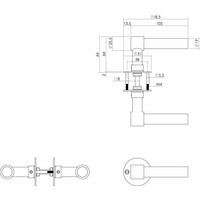 Zwarte deurkrukken L/L-model + ronde platte rozet Ø50x2mm rvs/zwart