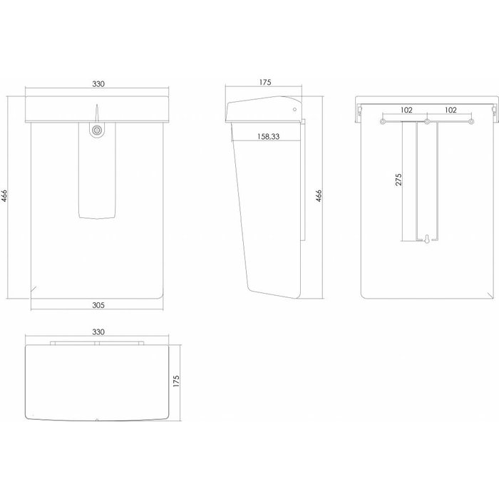 Intersteel Intersteel postkast met slot (2 sleutels) Zilver RVS look kunststof RAL9006