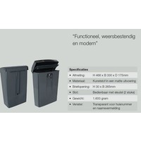 Intersteel postkast met slot (2 sleutels) Grijs kunststof RAL7016