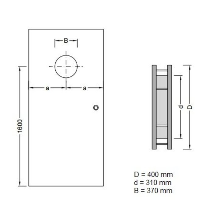 Zwarte patrijspoort B4000 400 mm + doorzichtig veiligheidsglas
