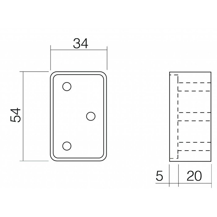 Intersteel Bloc de remplissage 20 mm pour porte-joints sur portes à feuillure inox brossé
