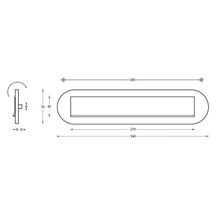 Intersteel Edelstahl-Briefplatte oval mit Regenkante. Halb herausdrehen