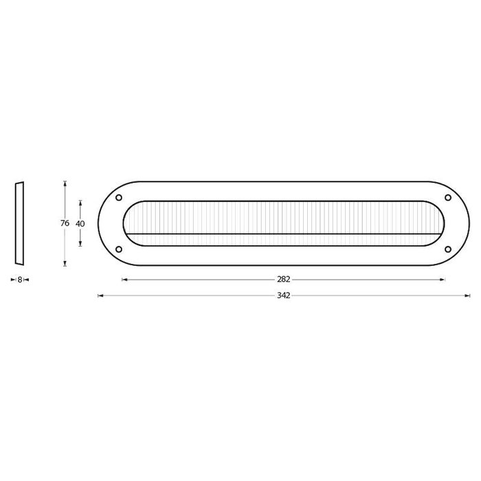 Intersteel Zugluftstopper aus Edelstahl oval mit Bürste.
