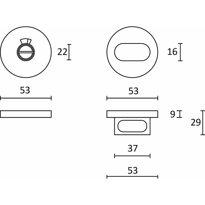 In-Door WC-Set rund Edelstahl