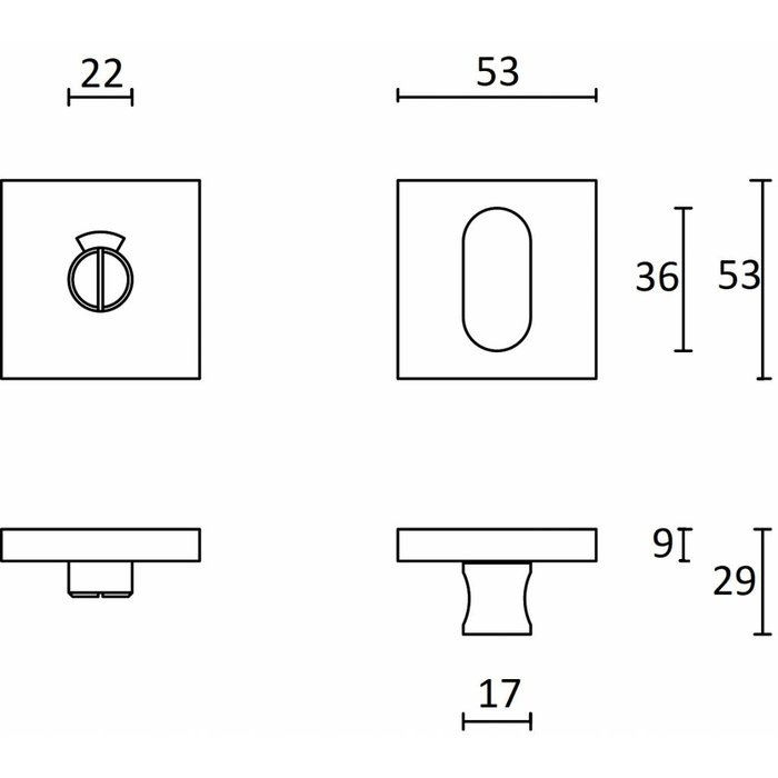 In-Door WC bathroom set square stainless steel