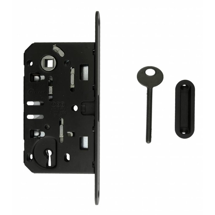 AGB Black magnetic lock AGB - front plate 195x22mm - key shaft size 90mm