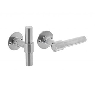 Intersteel Stainless steel door handles L/T model with round flat rosettes 50x2mm