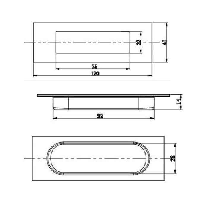 In-Door Rectangular sliding door bowl with matt black textured lacquer