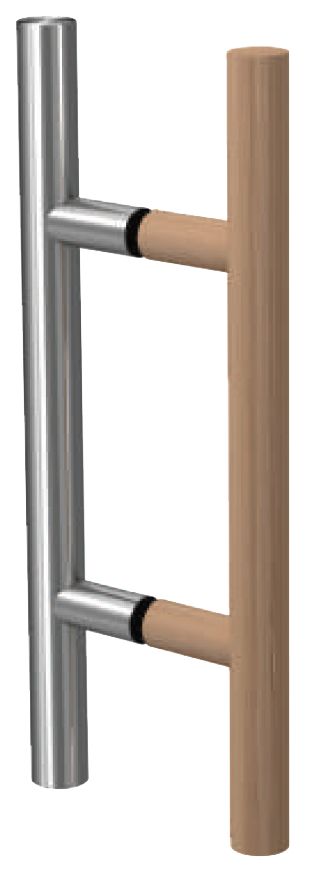 Rvs + houten deurgreep voor sauna of spa 25/150/250 Deurklinkenshop