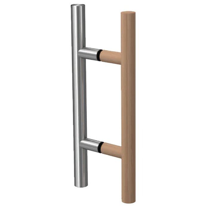 afwijzing Zo snel als een flits Charmant Rvs + houten deurgrepen voor sauna of spa 25/150/350 mm | Deurklinkenshop