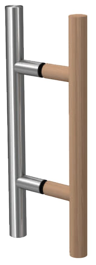 RVS + houten deurgrepen voor sauna of spa 25/300/500 mm