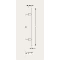 RVS + houten deurgreep voor sauna of spa 25/300/500 mm