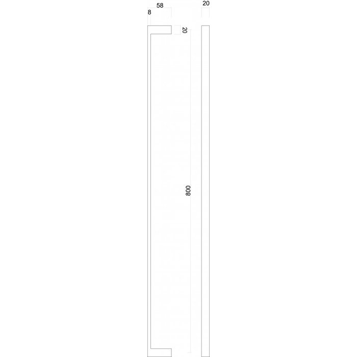 HDD RVS deurgrepen "Cosmic" U 20/800 paar voor deurdikte > 30 mm
