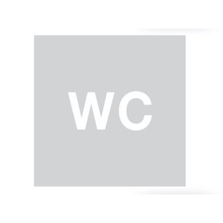 HDD Piktogramm-WC aus Glas, quadratisch, 198 mm, Dicke 4 mm